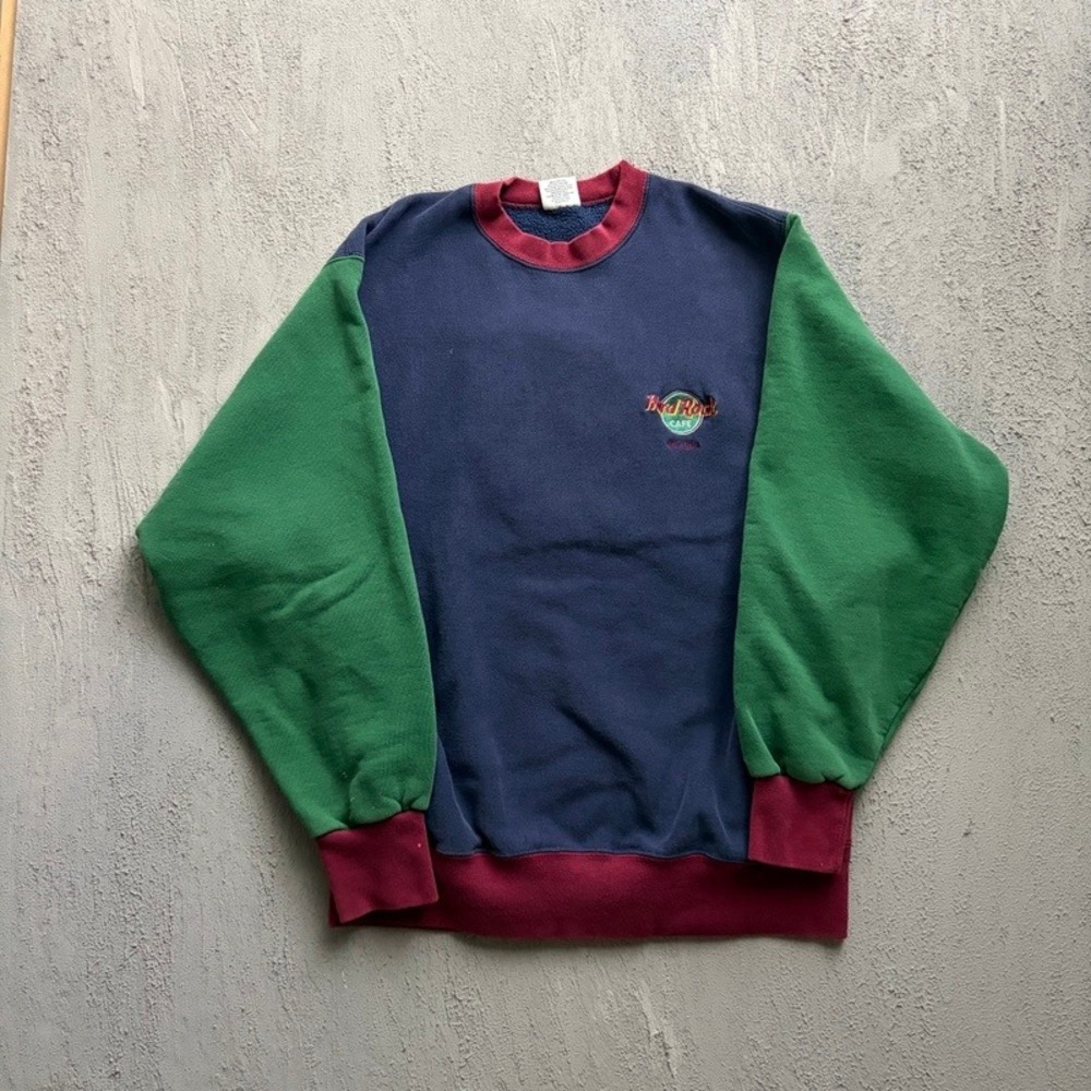 Vintage Hard Rock Cafe Sweatshirt XL Blue 1990s Orlando Color block